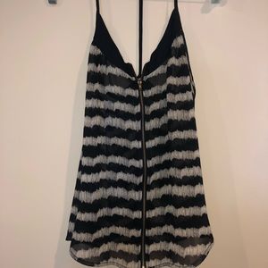 Black + White Zebra Printed Zip Up Blouse